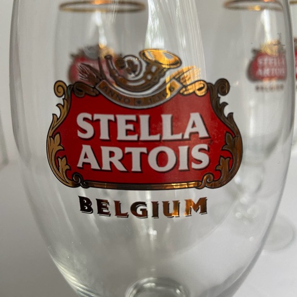 3 Stella Artois Beer Belgium Glass Stem Chalice Bar Ware Man Cave Glasses - Picture 2 of 6